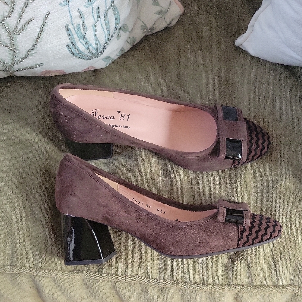 FERCA 81 Italian Brown Suede Chunky Heels
